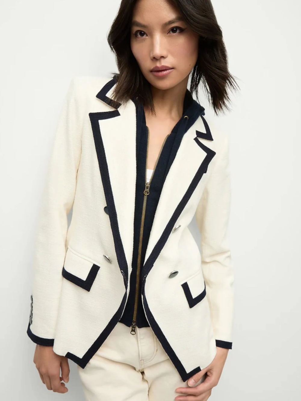 Veronica Beard Cream /Navy Trim Edison Blazer  NWT SZ 4 $698